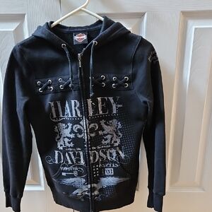 Harley Davidson Black Zip-Up Hoodie